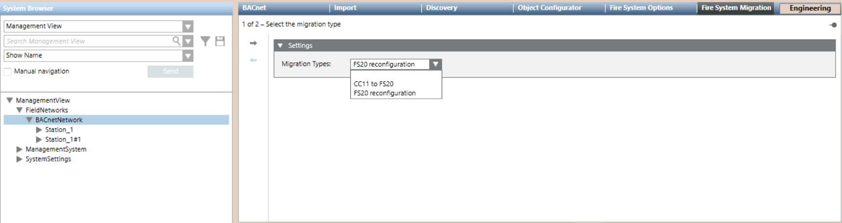 Step 1 - Select the migration type.
